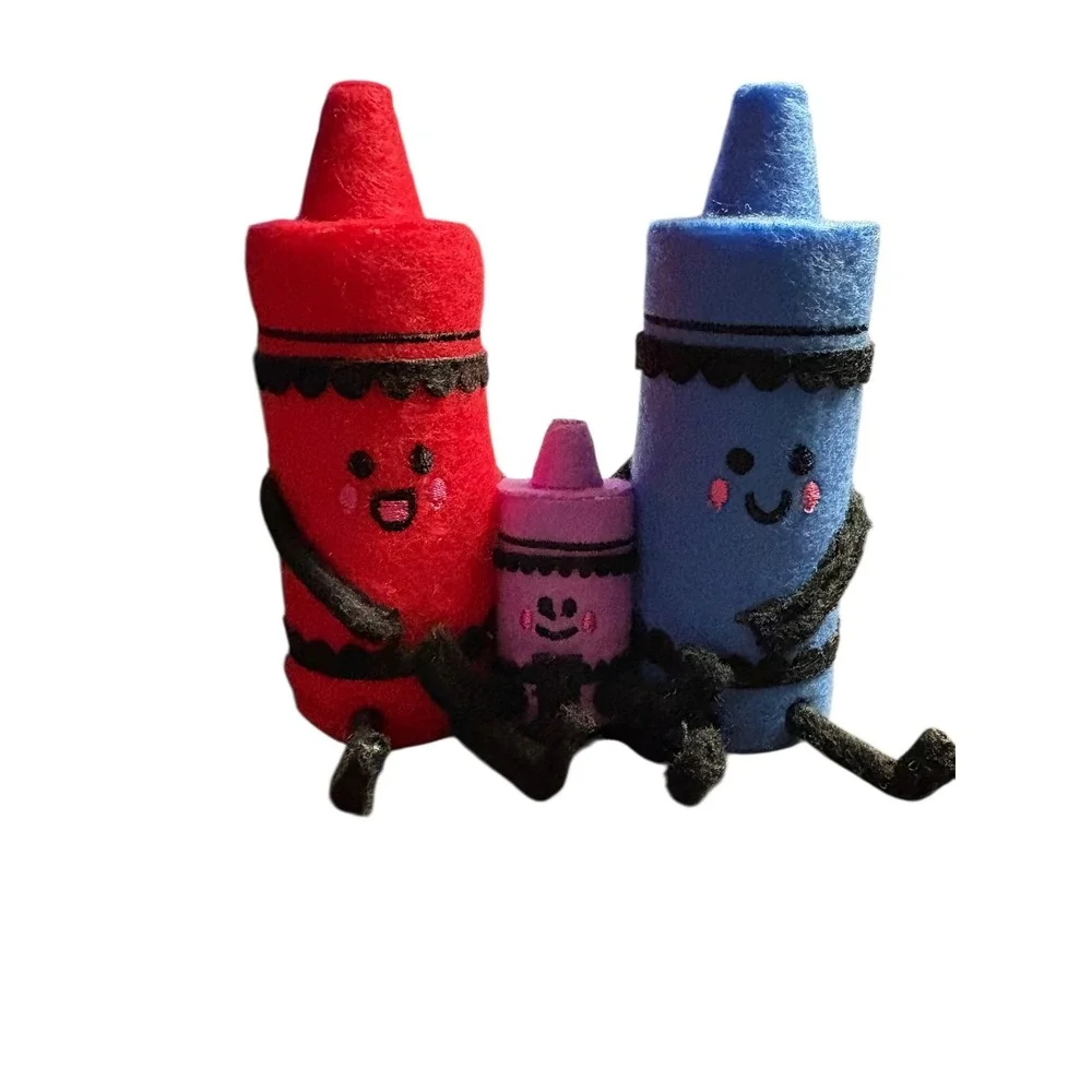 Felt Crayon Family Figurine Red Blue Purple Cute‎ Kawaii Desk Decor